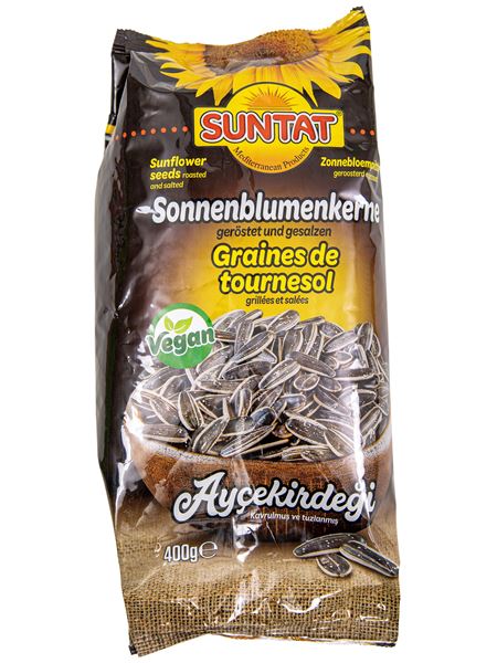 SUNTAT schwarze Sonnenblumenkerne geröstet gesalzen 400g