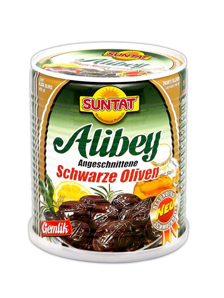 SUNTAT Alibey Schwarze Oliven angeschnitten 400g