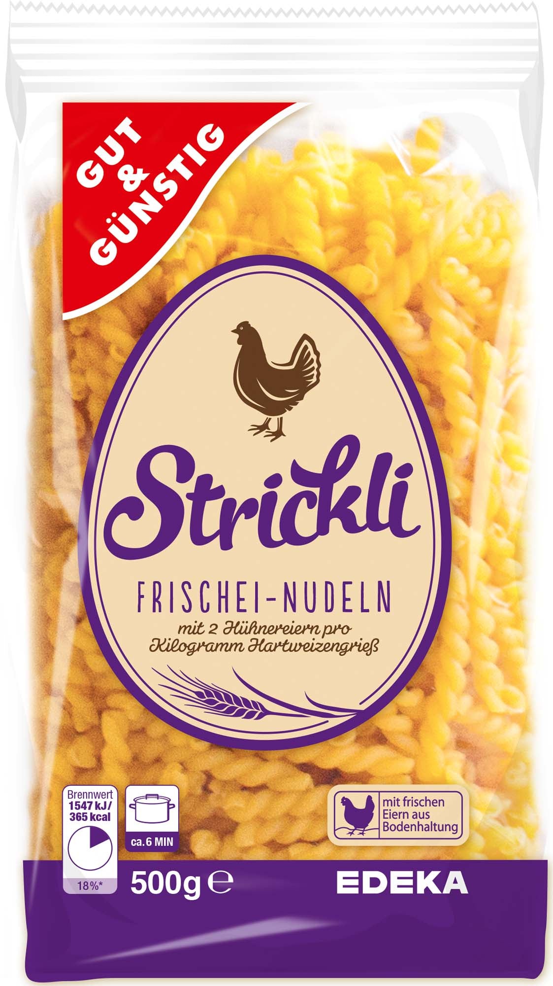 GUT&GÜNSTIG Frischei-Nudeln Strickli 500 g / Taze Yumurtalı Makarna Strickli 500 g