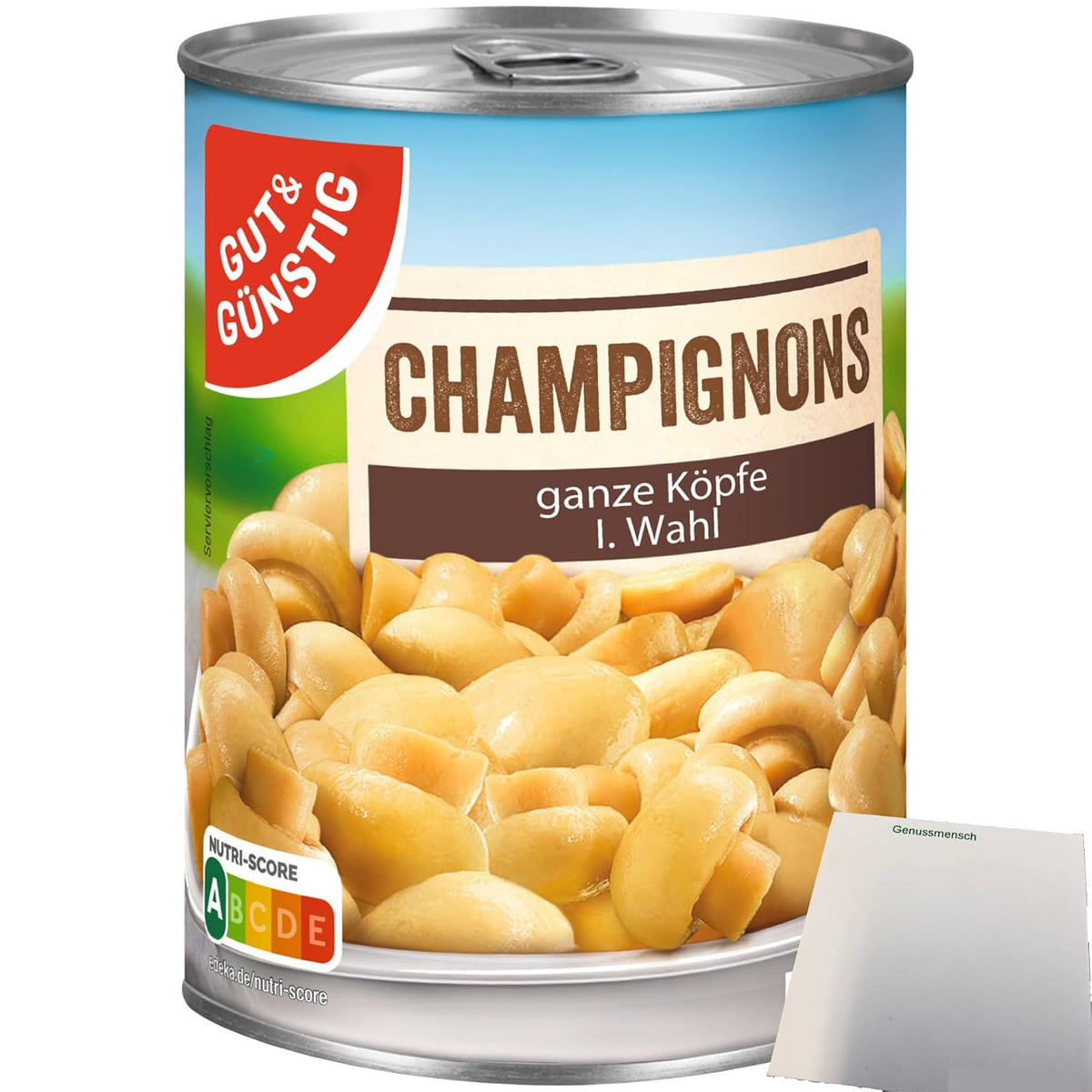 GUT&GÜNSTIG Champignons 1. Wahl Ganze Köpfe Pilzkonserve 400 g