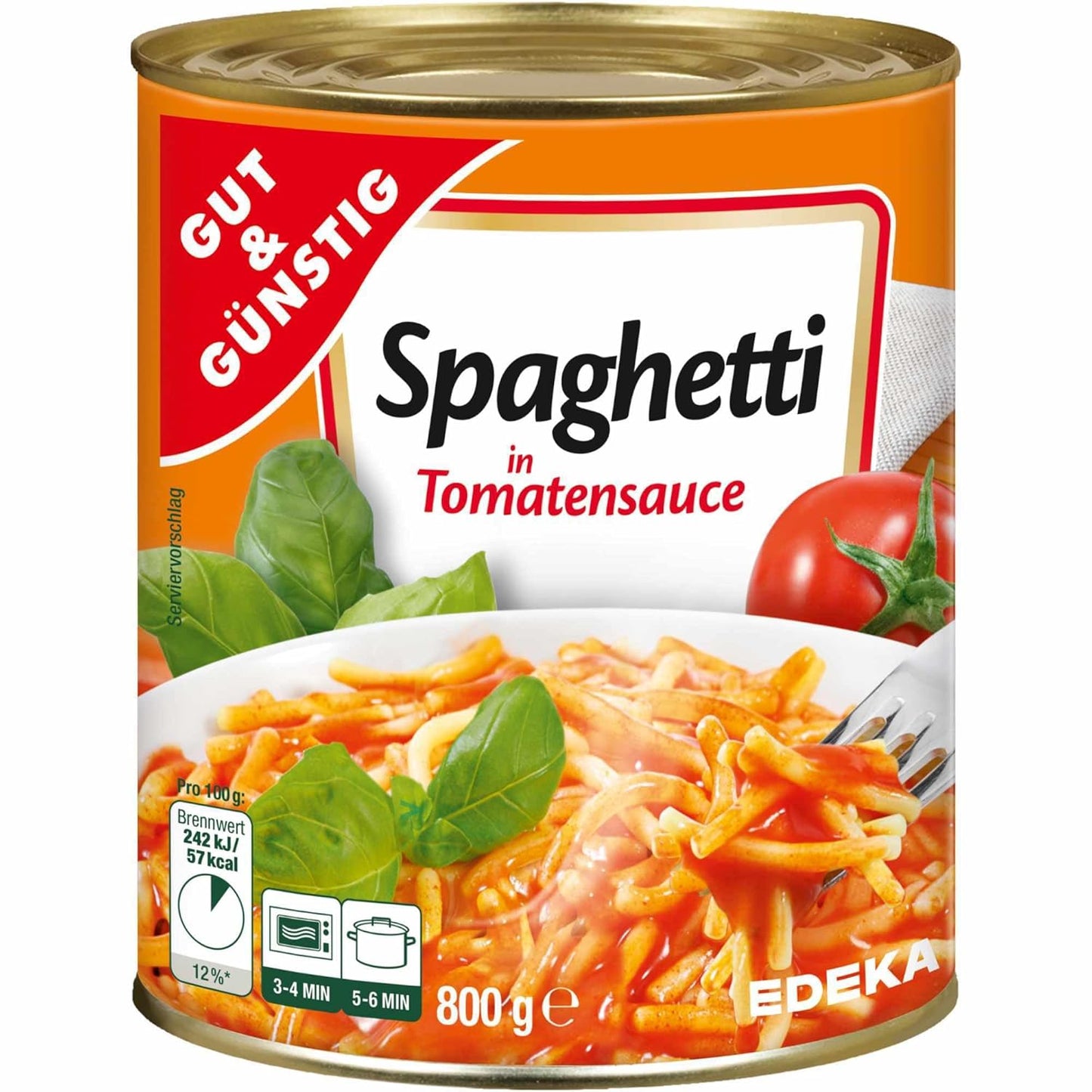 GUT&GÜNSTIG Spaghetti in Tomatensauce Fertiggericht Großdose 800 g