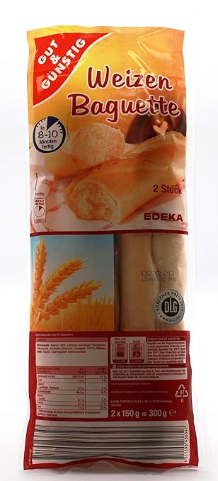 GUT&GÜNSTIG Weizen Baguette 2 ST 300 g / GUT&GÜNSTIG Buğday Baget Ekmek 2 Adet 300 g