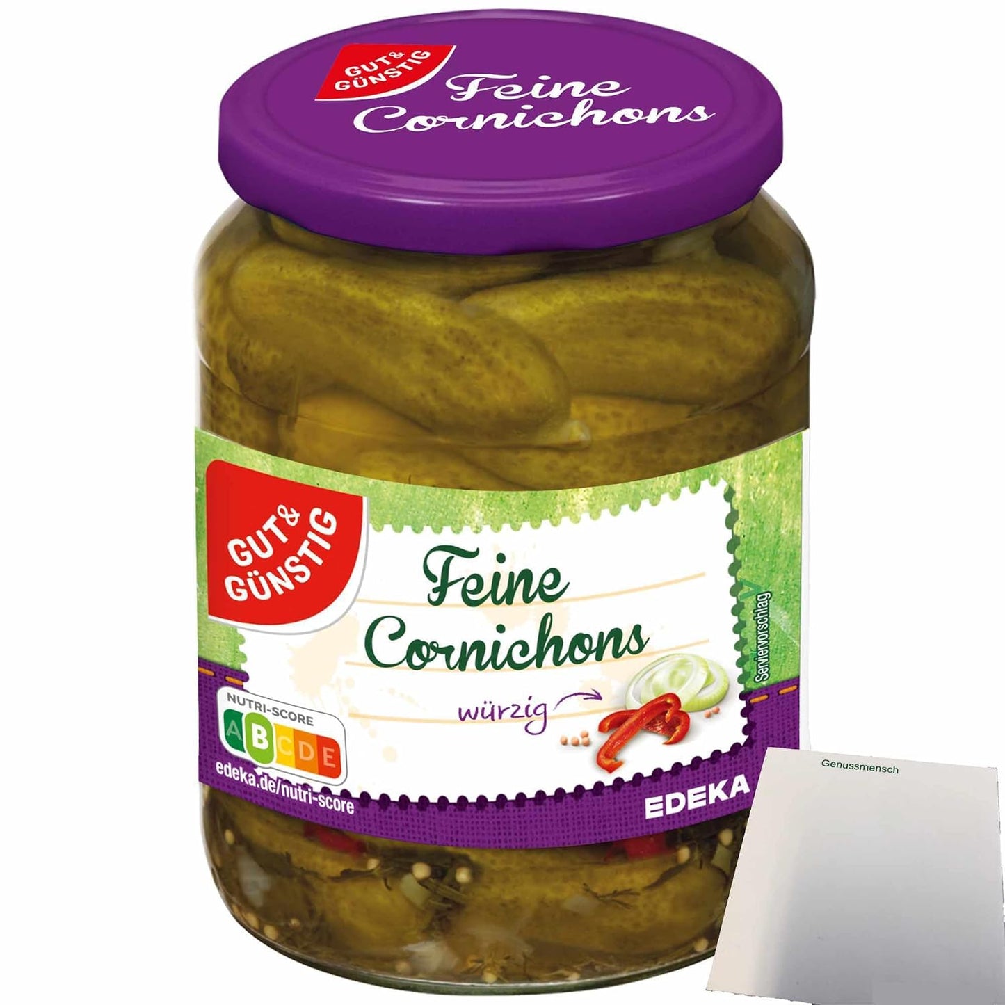 GUT&GÜNSTIG Cornichons Kleine Essiggurken Knackig Säuerlich Dip Burger Beilage 670 g