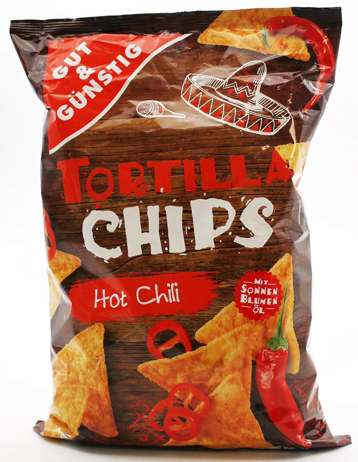 GUT&GÜNSTIG Tortilla Chips Hot Chili Maischips mit Chili-Geschmack 300 g