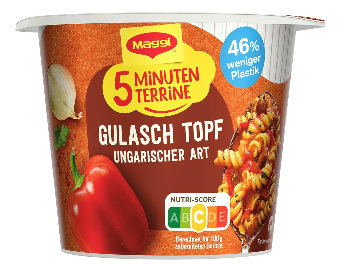 Maggi 5 Minuten Terrine Gulaschtopf Nudeln in Gulaschsauce 57 g