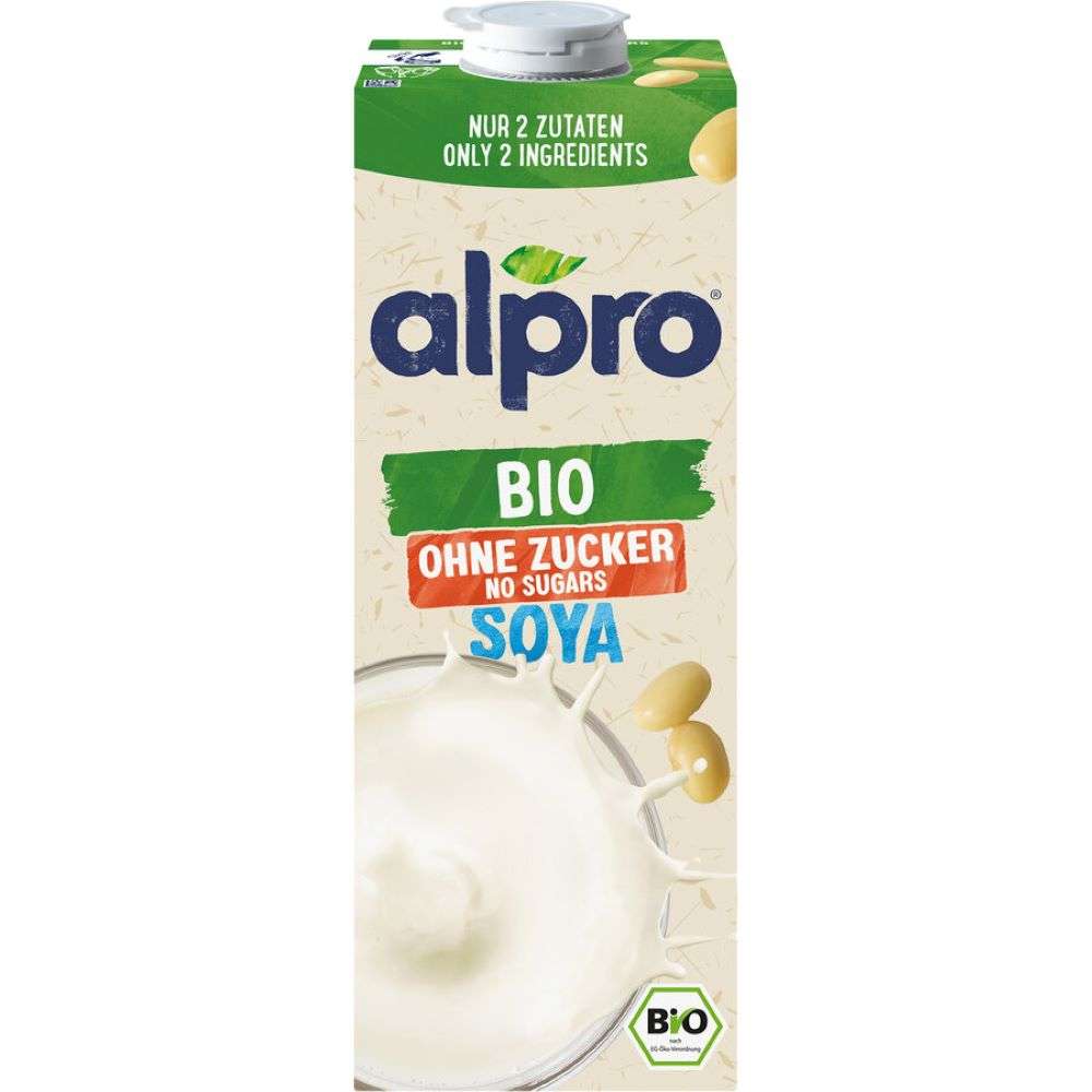 Alpro Soya H! Drink Ganze Bohne ungesuesst 1 L - Tatlandirici Eklenmemis Tam Fasulye Soya Icecegi 1 L