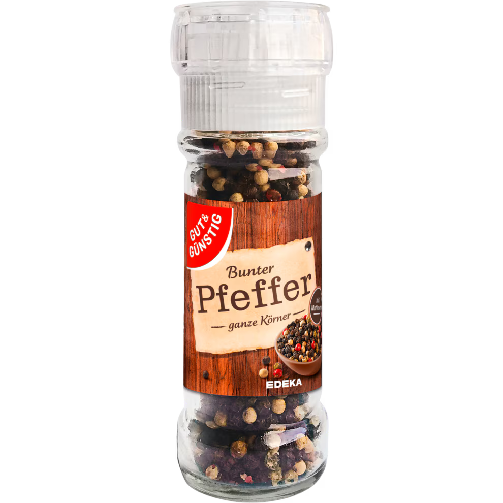 GUT&GÜNSTIG Bunter Pfeffer Gewürzmischung Schwarz Weiß Grün Rosa Beeren 50 g