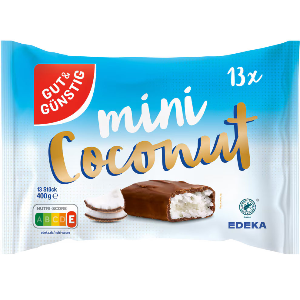 GUT&GÜNSTIG Schokoriegel Kokosnuss Milchschokolade mit Kokosfüllung 22% Kokos 400 g