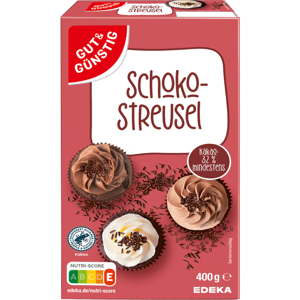 GUT&GÜNSTIG Schokoladenstreusel 32% Kakao Backzutat Dekoration 400 g