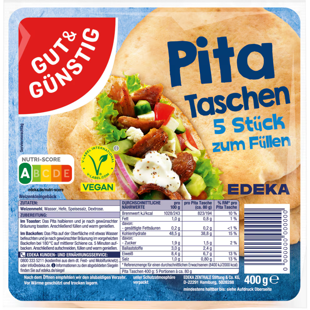 GUT&GÜNSTIG 5 Pita 400 g / GUT&GÜNSTIG 5 Pita 400 g (Ekmek ve fırın ürünü)