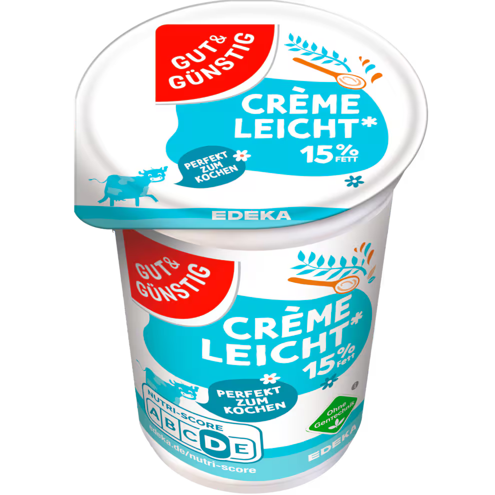 GUT&GÜNSTIG Crème Fraîche Kräuter Leicht 15% Fett Sauerrahm-Creme Mit Kräutern 200 g