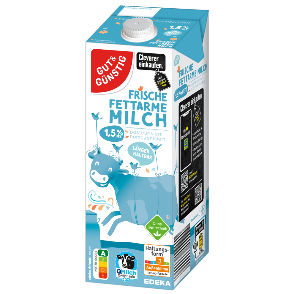 GUT&GÜNSTIG H-Milch fettarm 1,5% 1 l / UHT Düşük Yağlı Süt %1,5 1 l