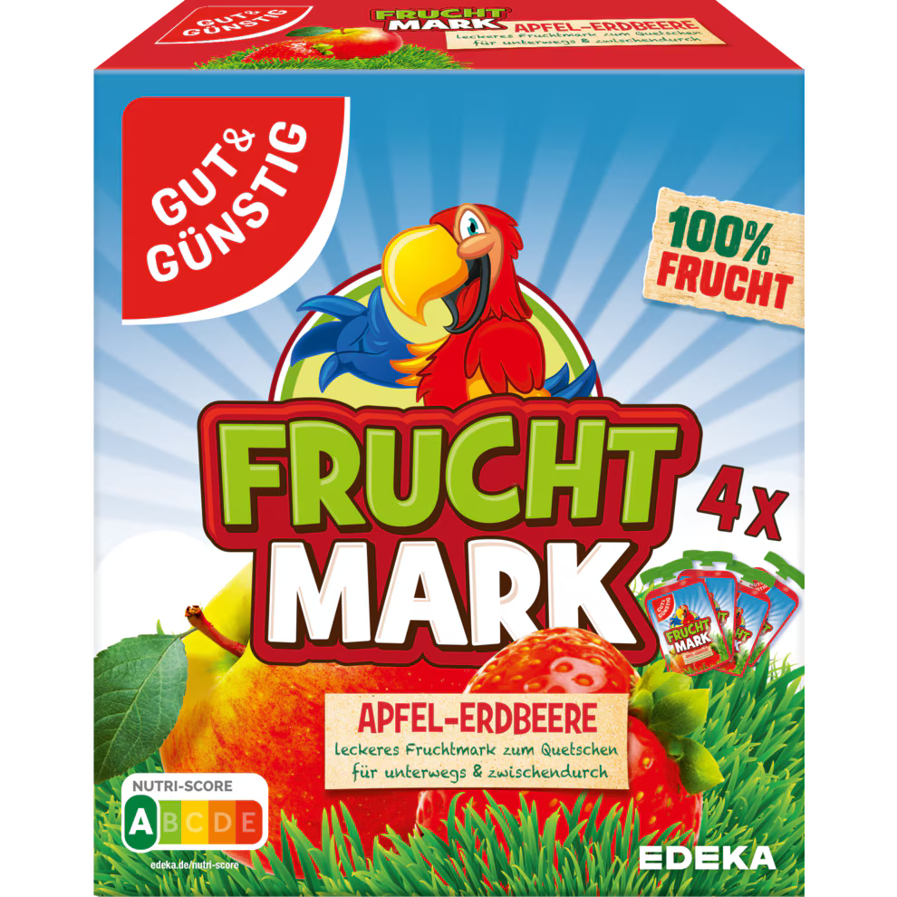 GUT&GÜNSTIG Fruchtmark Apfel-Erdbeere 4x100 g / GUT&GÜNSTIG Elma-Çilek Meyve Püresi 4x100 g
