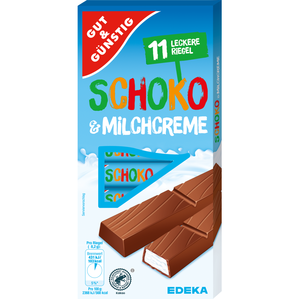 GUT&GÜNSTIG Schokomilch Riegel Edelvollmilchschokolade mit 50% Milchcreme 200 g