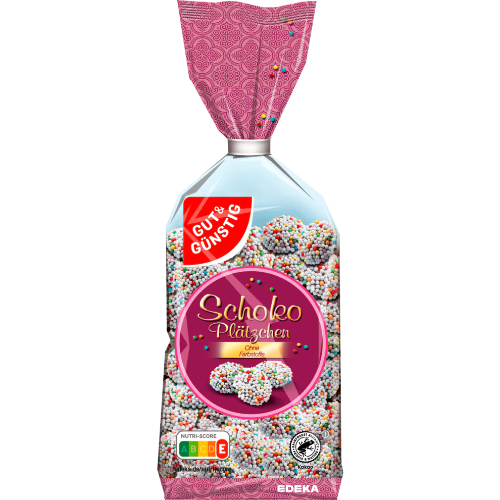 GUT&GÜNSTIG Schokoplätzchen mit Nonpareille 70% Schokolade Bunte Zuckerperlen 200 g