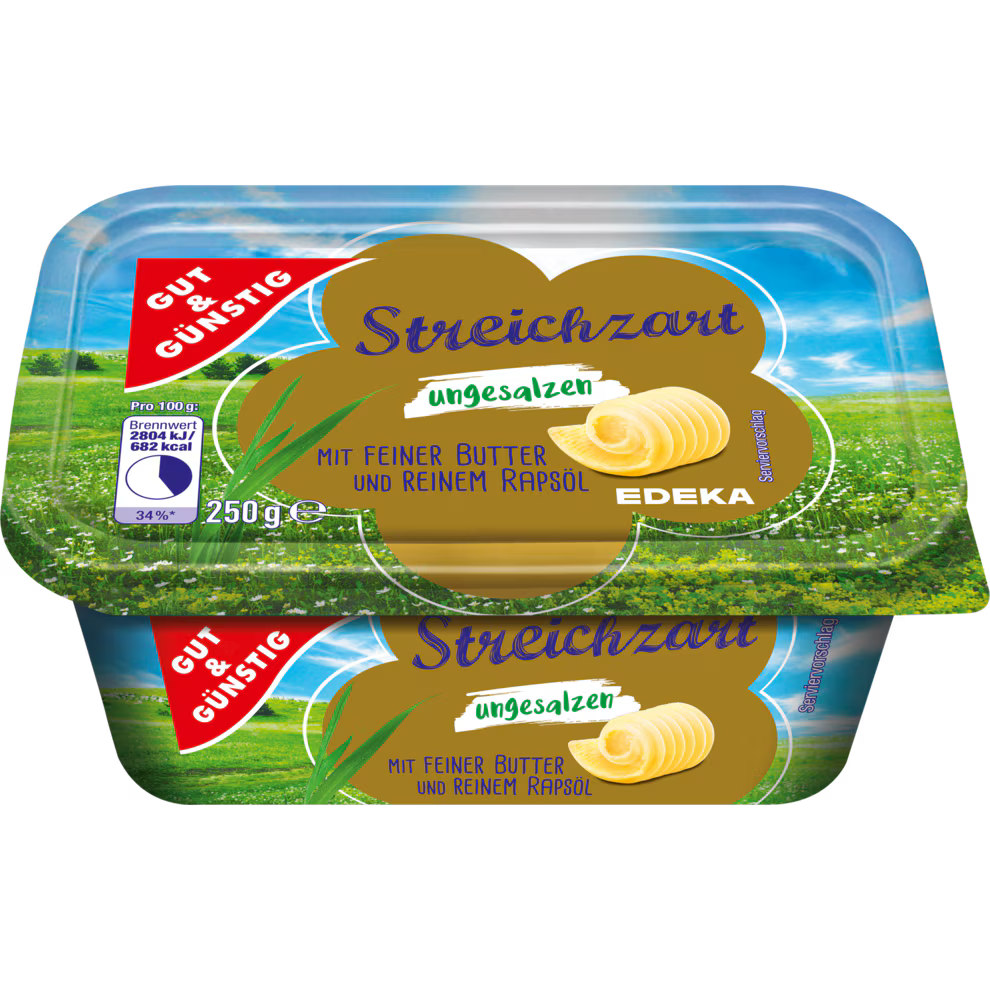 GUT&GÜNSTIG Streichzart Ungesalzen Mischstreichfett 65% Margarine 250 g