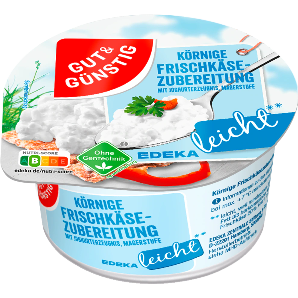 GUT&GÜNSTIG Körniger Frischkäse 0,1% 200 g / Granüllü Yağsız Krem Peynir %0,1 200 g
