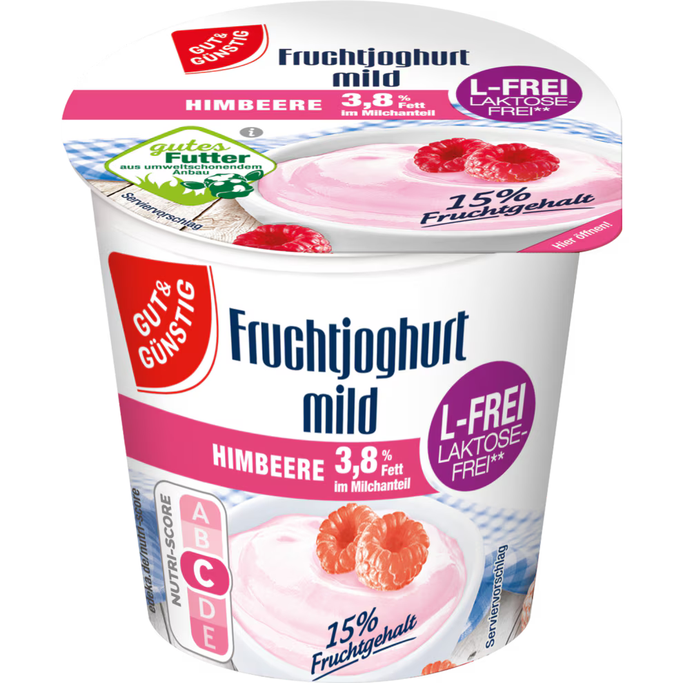 GUT&GÜNSTIG Fruchtjoghurt Himbeere laktosefrei 3,8% 150 g / Laktozsuz Ahududulu Meyveli Yoğurt %3,8 150 g