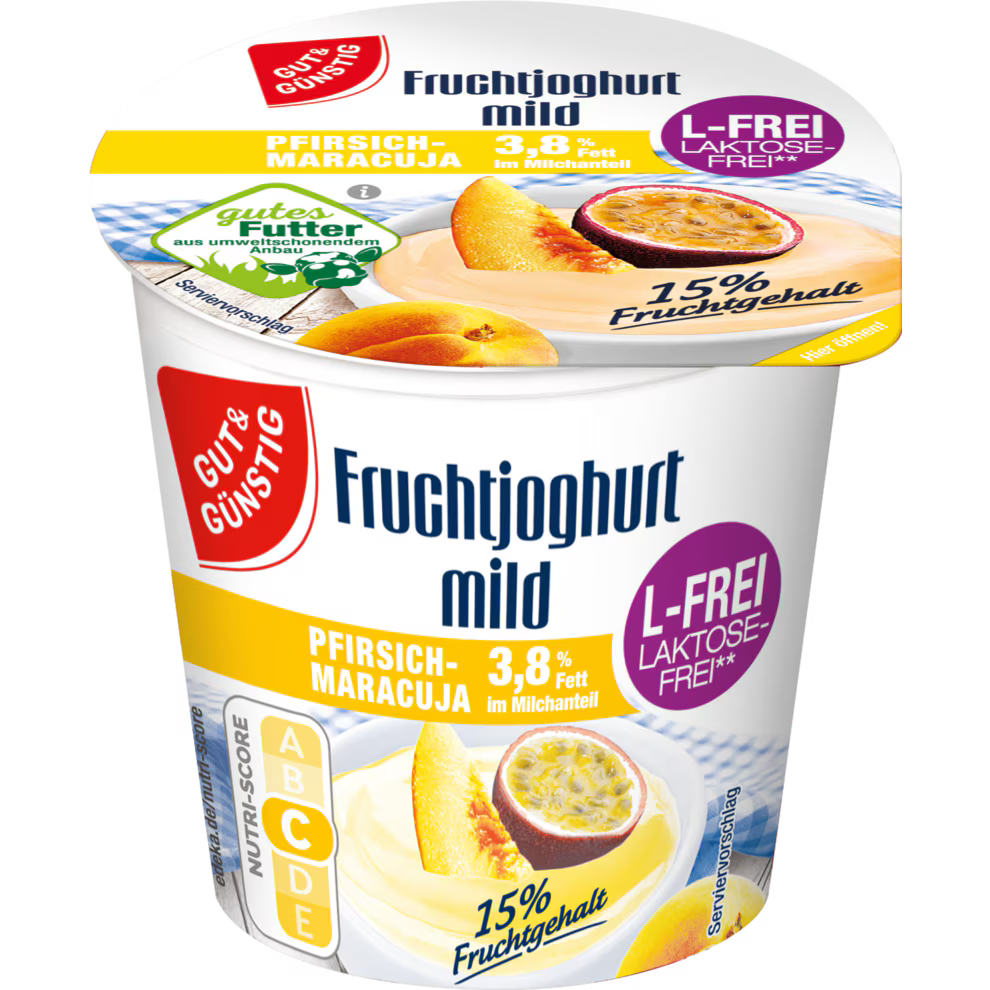 GUT&GÜNSTIG Fruchtjoghurt Pfirsich laktosefrei 3,8% 150 g / Laktozsuz Şeftali Meyveli Yoğurt %3,8 150 g