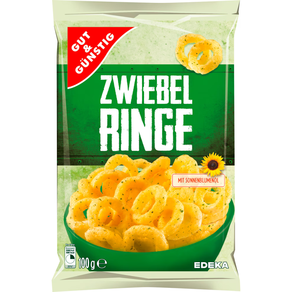GUT&GÜNSTIG Zwiebelringe Maissnack mit Zwiebelpulver 100 g