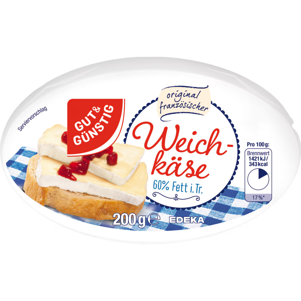 GUT&GÜNSTIG Weichkäse Oval Französischer Weichkäse 60% Fett i. Tr. 200 g