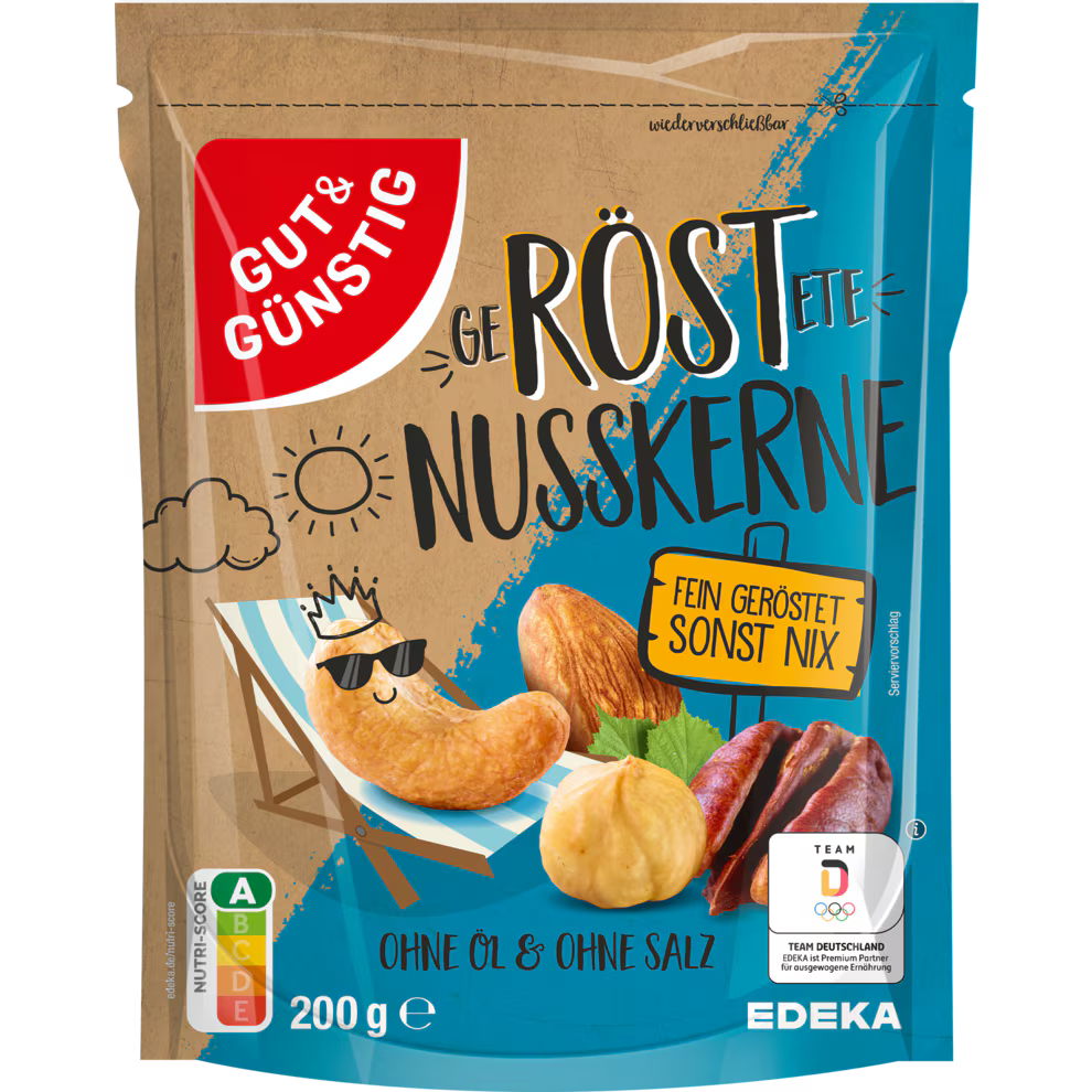 GUT&GÜNSTIG Nusskerne geröstet oh.Öl&Salz 200 g / GUT&GÜNSTIG Yağsız Tuzsuz Kavrulmuş Kuruyemiş 200 g