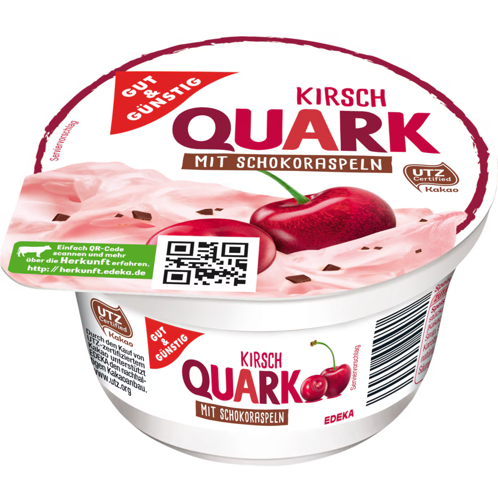 GUT&GÜNSTIG Fruchtquark Schokoladenraspeln Kirsche 200 g / Kiraz Çikolata Raspalı Meyveli Quark 200 g