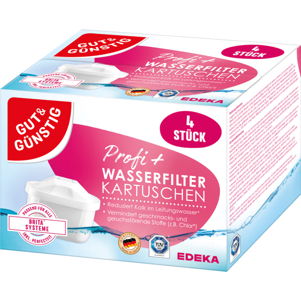 GUT&GÜNSTIG Wasserfilterkartusche TGC PROFI Kalk & Chlor Filter 4 Stück