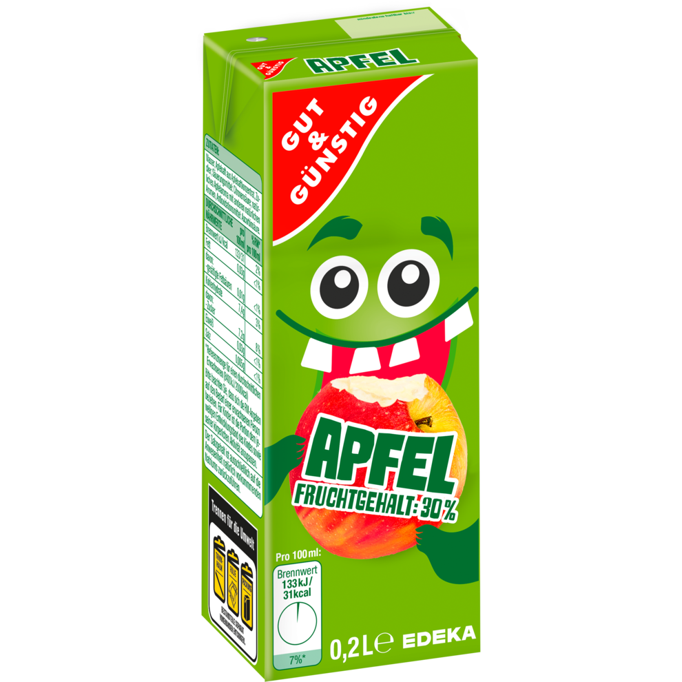 GUT&GÜNSTIG Apfel-Fruchtsaftgetränk 30% Fruchtgehalt Kindergetränk 0,2 l