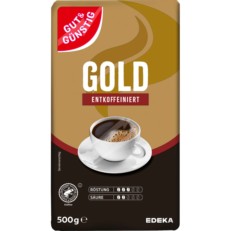 GUT&GÜNSTIG Röstkaffee Gold entkoffeiniert 500 g / GUT&GÜNSTIG Kafeinsiz Kavrulmuş Kahve Gold 500 g