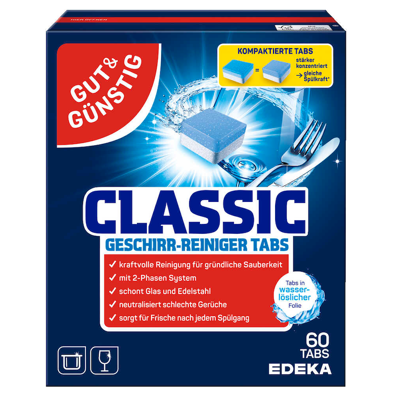 GUT&GUENSTIG Geschirr-Reiniger Tabs Classic 60 Stueck 720 g - Bulasik Makinesi Tableti Classic 60 Adet 720 g