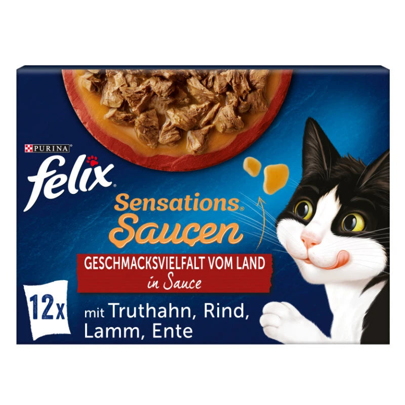 Felix Sensations in Soße Geschmack vom Land 12x85 g – Kırsal Lezzetler Soslu Kedi Maması 12x85 g