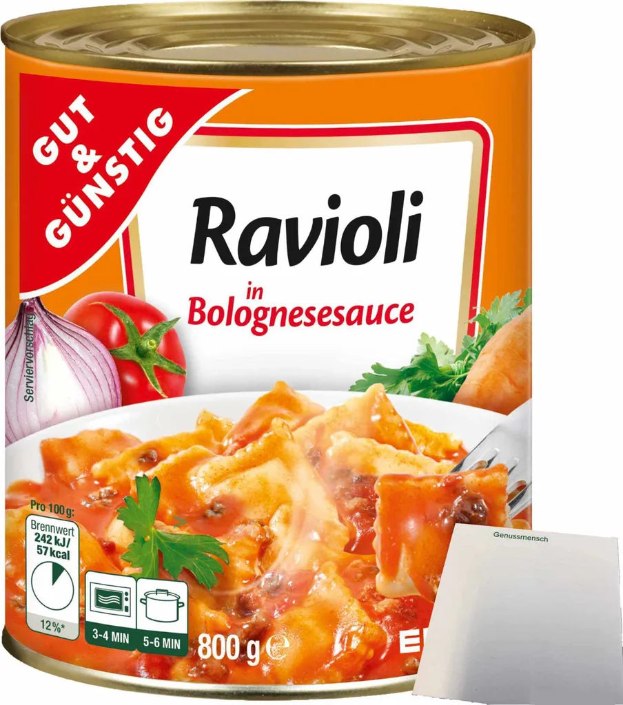 GUT&GÜNSTIG Ravioli Bolognese 800 g / GUT&GÜNSTIG Bolonez Soslu Ravioli 800 g
