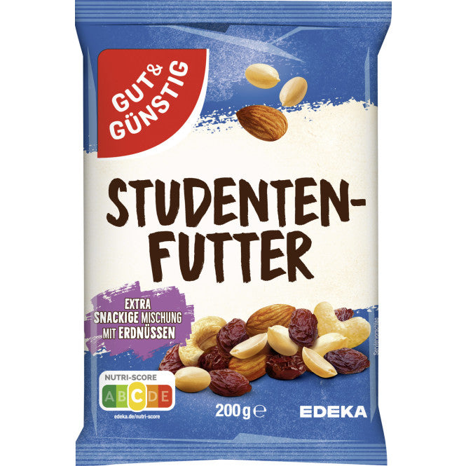 GUT&GÜNSTIG Studentenfutter Nuss-Rosinen-Mischung Erdnuss Mandel Cashew 200 g
