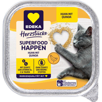EDEKA Herzstücke Superfood Happen Huhn mit Quinoa 100 g – Kinoa ve Tavuklu Kedi İkramı 100 g