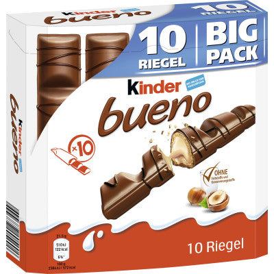 Kinder Bueno Waffel mit Milch-Haselnusscreme & Milchschokolade 10er Multipack 215 g