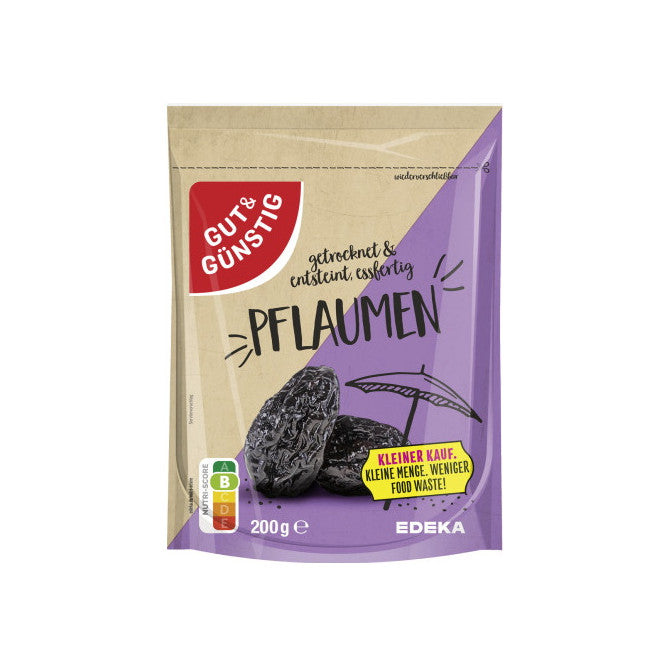 GUT&GÜNSTIG Trockenpflaumen Getrocknet Entsteint Essfertig 200 g