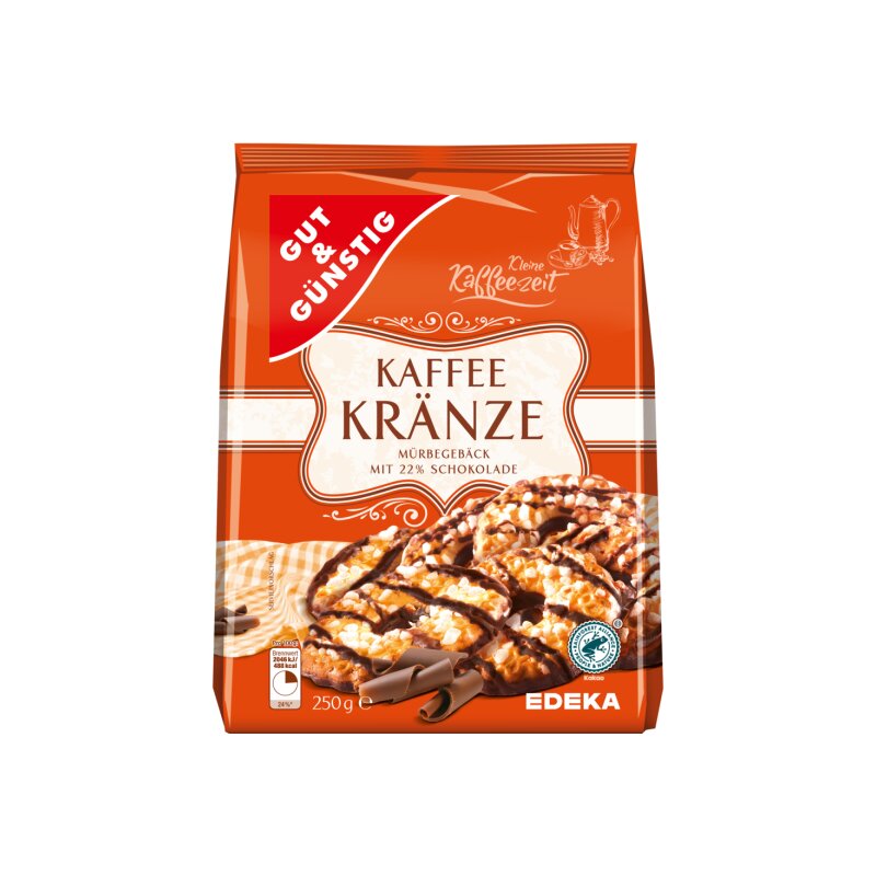GUT&GÜNSTIG Kaffeekränze 250 g / GUT&GÜNSTIG Çikolatalı Kahve Halka Kurabiyesi 250 g