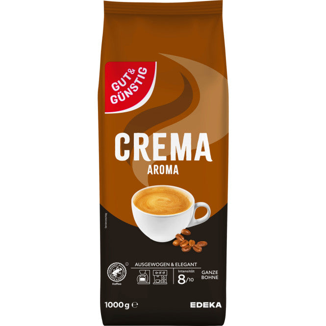 GUT&GÜNSTIG Caffè Crema Ganze Bohnen Röstkaffee Vollmundig Cremig 1000 g