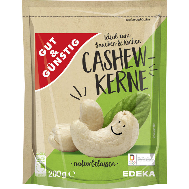 GUT&GÜNSTIG Cashewkerne Naturbelassen Ungeröstet Ungesalzen Snack 200 g