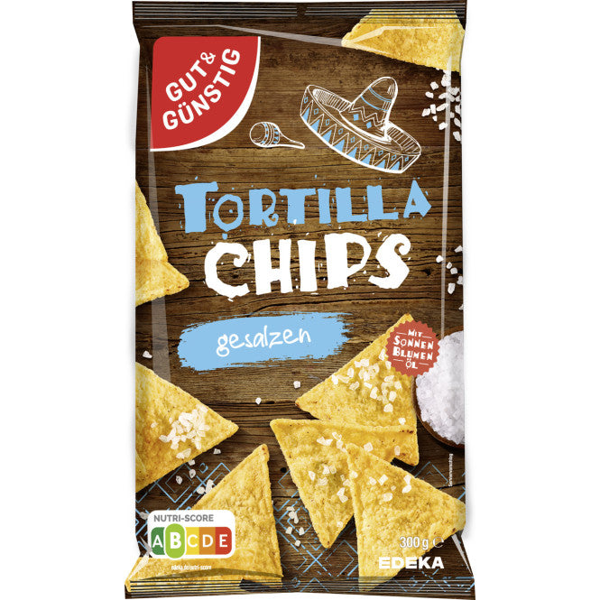 GUT&GÜNSTIG Tortilla Chips Salzgeschmack Gesalzene Maischips 300 g