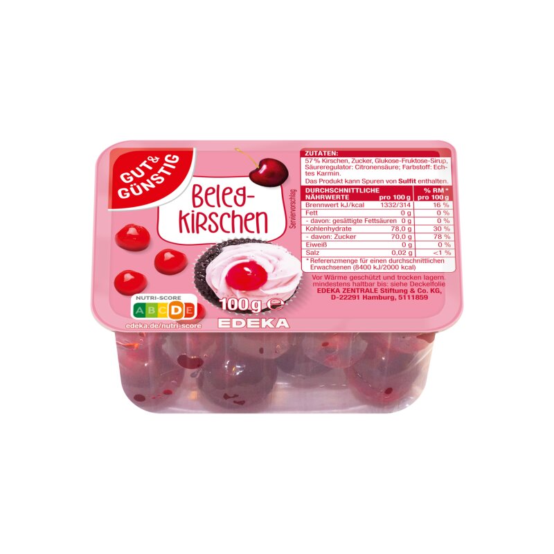 GUT&GÜNSTIG Belegkirschen Kandierte Kirschen Backzutat Kuchendekoration 100 g