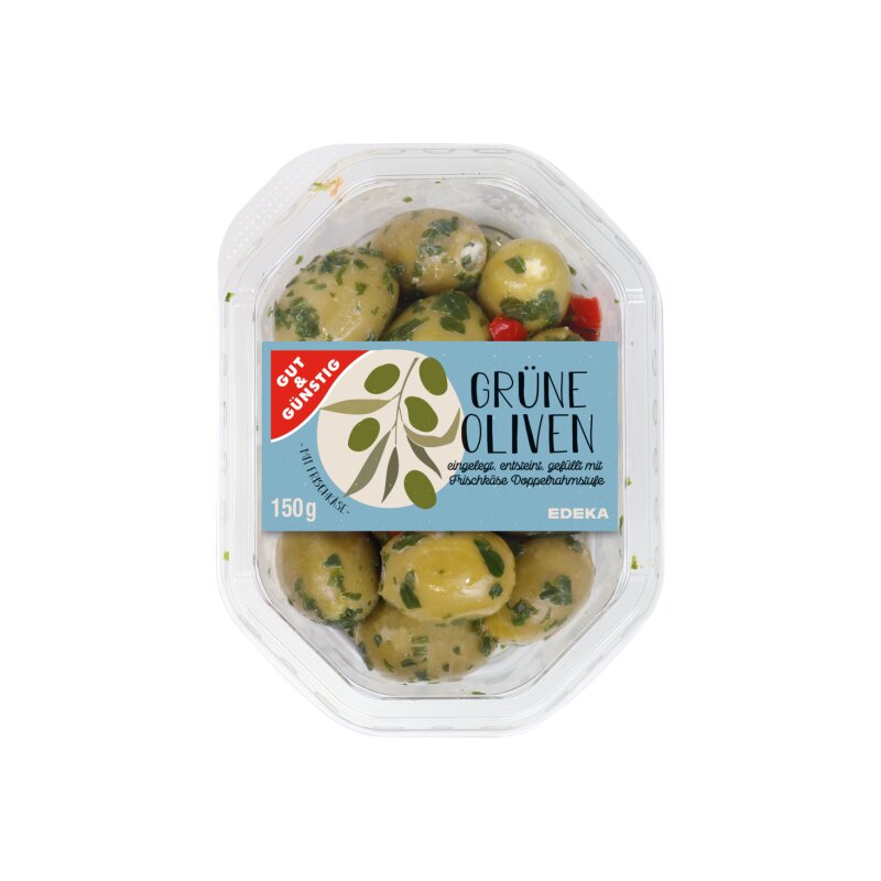 GUT&GÜNSTIG Grüne Oliven mit Frischkäse 150 g / Krem Peynirli Yeşil Zeytin 150 g