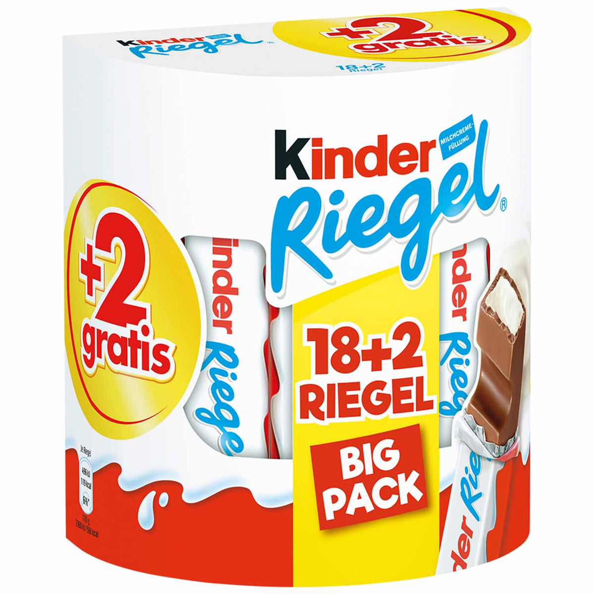 Kinder Riegel Vollmilchschokolade mit Milchfüllung Big Pack 18+2 Gratis 420 g