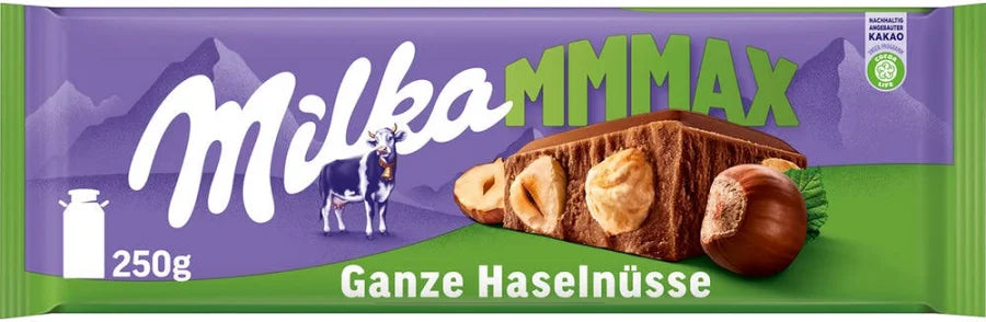 Milka Ganze Nuss Alpenmilch Schokolade mit ganzen Haselnüssen 250 g