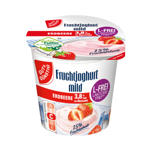 GUT&GÜNSTIG Fruchtjoghurt Erdbeere laktosefrei 3,8% 150 g / Laktozsuz Çilekli Meyveli Yoğurt %3,8 150 g