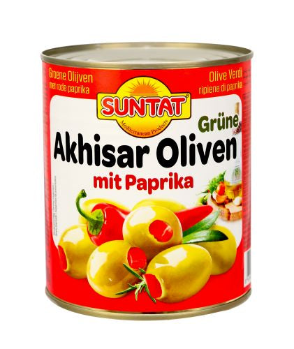 SUNTAT Grüne Oliven mit Paprika 850ml Dose