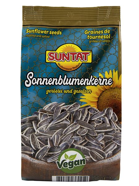 SUNTAT schwarze Sonnenblumenkerne geröstet und gesalzen 150g