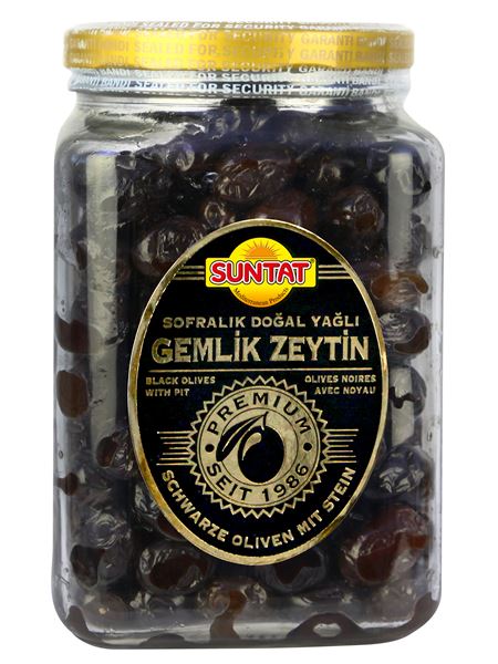 SUNTAT Gold Premium Sele Schwarze Oliven 1600ml Glas