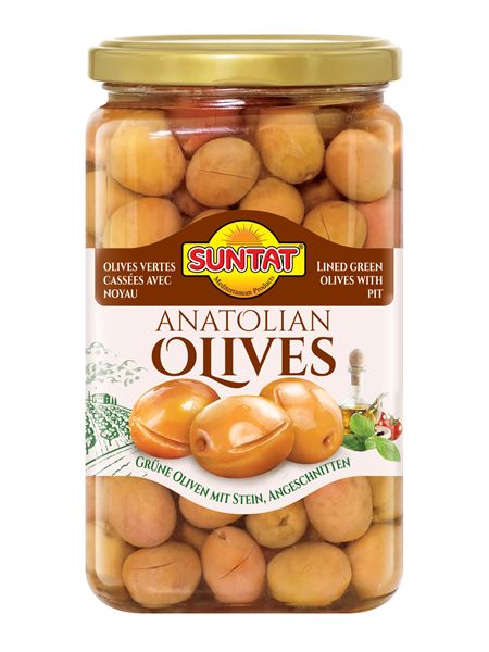 SUNTAT Grüne Oliven angeschnitten 850ml Glas